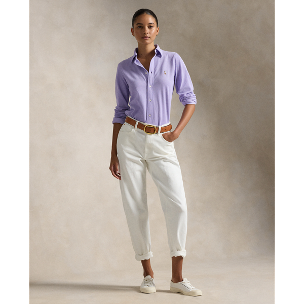Slim Fit Knit Cotton Oxford Shirt for Women | Ralph Lauren® UAE