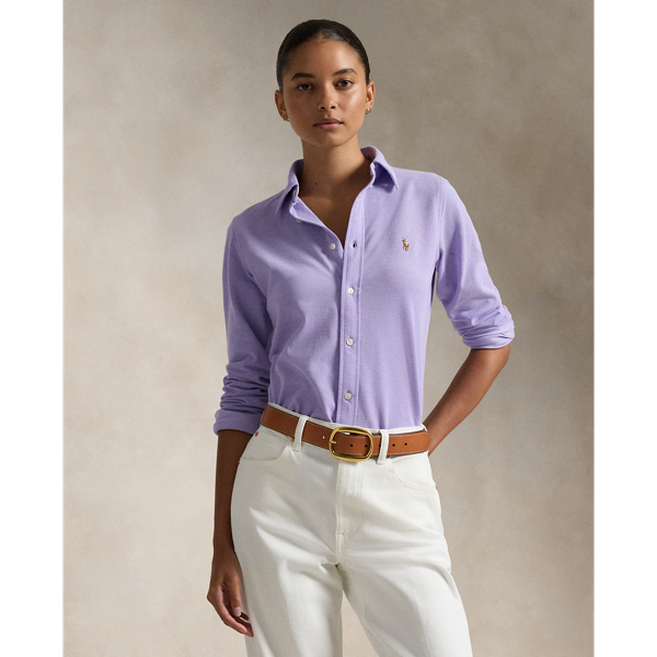 Slim Fit Knit Cotton Oxford Shirt for Women Ralph Lauren IL