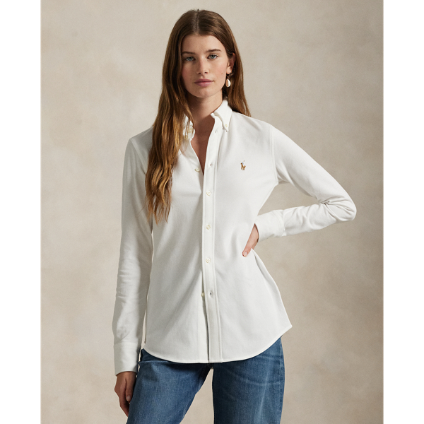 White Slim-Fit Oxfordhemd aus Baumwollstrick Polo Ralph Lauren 1