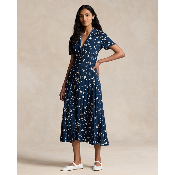 Floral Crepe Short Sleeve Dress for Women Ralph Lauren UK