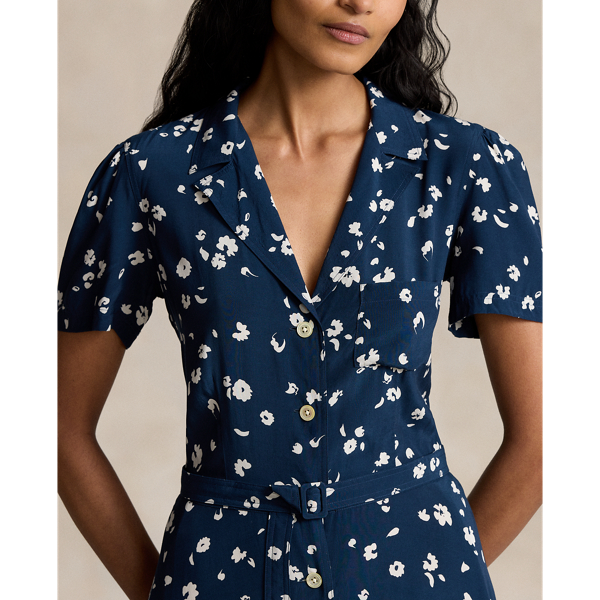 Floral Crepe Short Sleeve Dress for Women Ralph Lauren UK