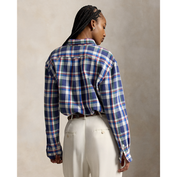 Blue Teal Multi Plaid Cotton Twill Workshirt Polo Ralph Lauren 5