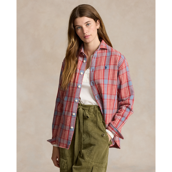 Relaxed Fit Plaid Cotton Shirt