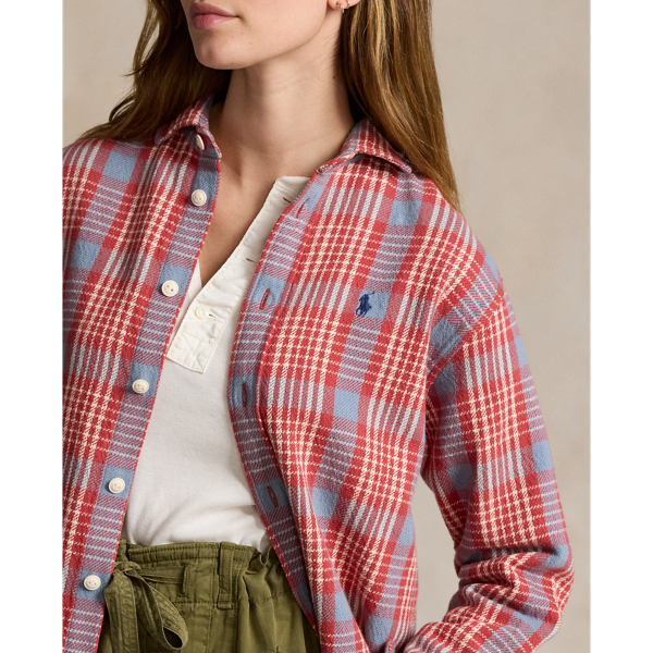 Relaxed Fit Plaid Cotton Shirt for Women Ralph Lauren PT