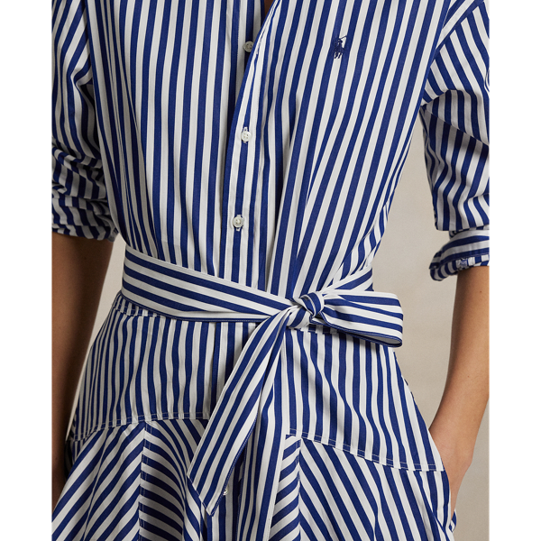 Fall Royal/White Striped Cotton Paneled Shirtdress Polo Ralph Lauren 6