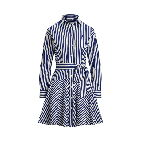 Striped Cotton Paneled Shirtdress