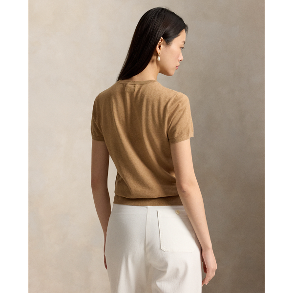 Combed Cotton Short-Sleeve Sweater Polo Ralph Lauren in Collection Camel Melange 4