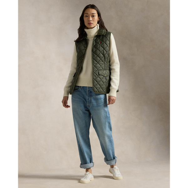 Corduroy-Trim Quilted Gilet for Women Ralph Lauren® CZ