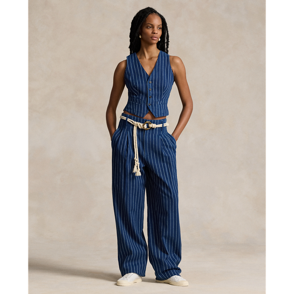 Blava Wash Wide-Leg Pinstripe Twill Pant Polo Ralph Lauren 1