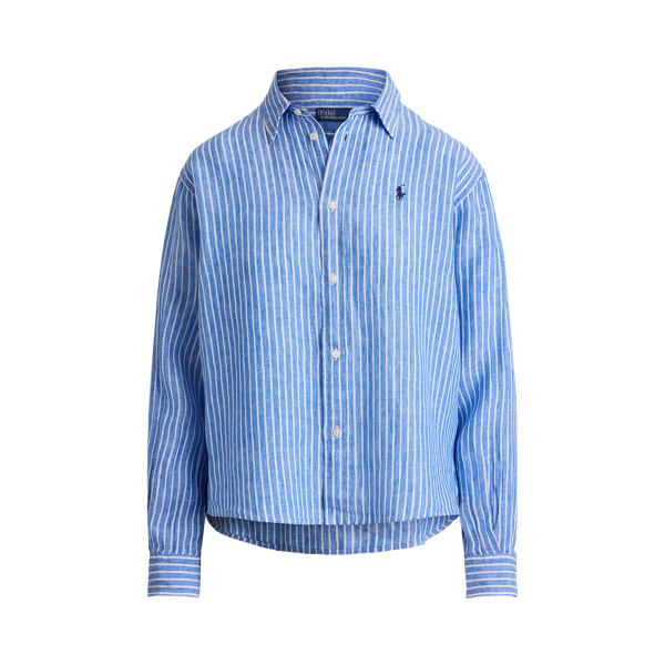 Wide Cropped Gingham Linen Shirt Polo Ralph Lauren 1