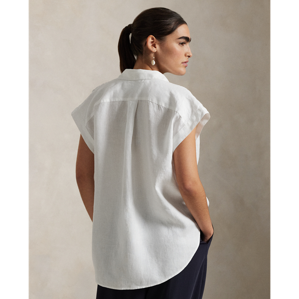 White Linen Popover Shirt Polo Ralph Lauren for summer 5