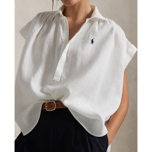 White Linen Popover Shirt Polo Ralph Lauren for summer 6