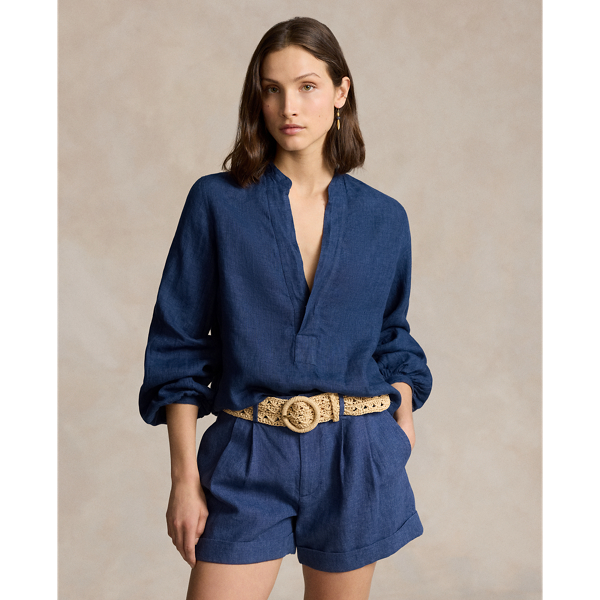 Dark Cobalt Linen Blouse Polo Ralph Lauren 1