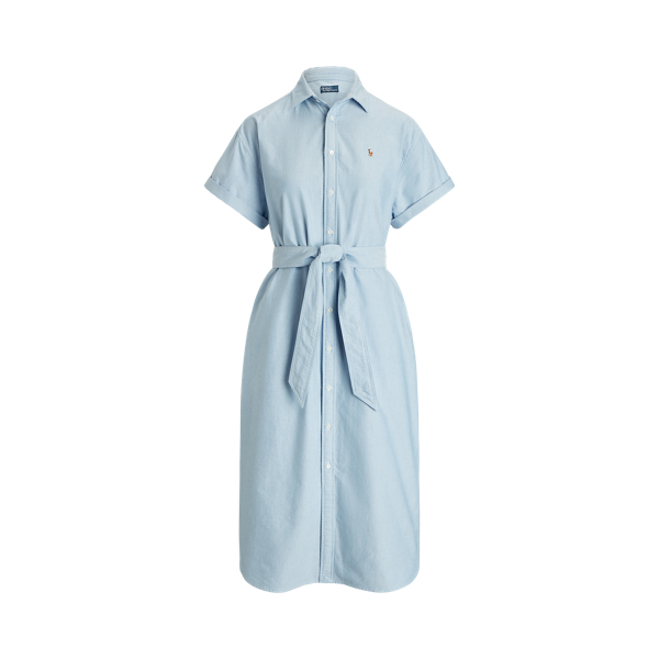Belted Short-Sleeve Oxford Shirtdress