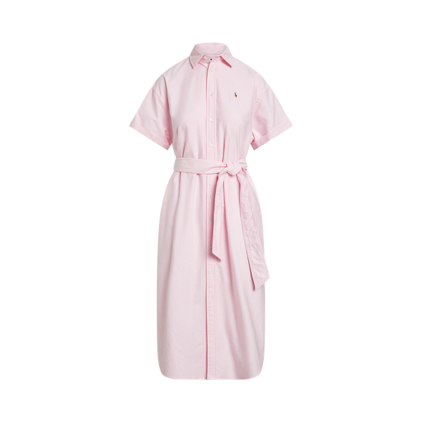 Belted Short-Sleeve Oxford Shirtdress