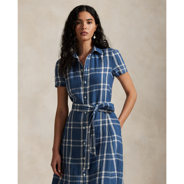 ★関税送料無料 RALPH Belted Striped Linen Shirtdress Ralph Lauren Belted Striped Linen-Cotton Shirtdress