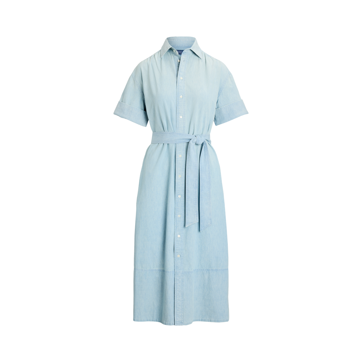 【注目】Lauren Ralph LaurenベルトChambray Shirtdress Pacific Blue Chambray Woven Collared Long Sleeve Shirt Dress