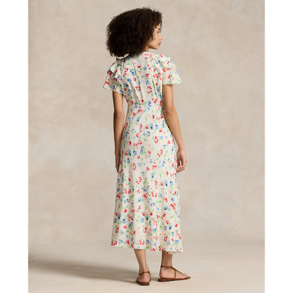 Vintage Daisy Floral Silk Crepe Dress Polo Ralph Lauren for summer 5