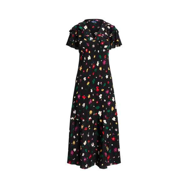 Floral Silk Crepe Dress