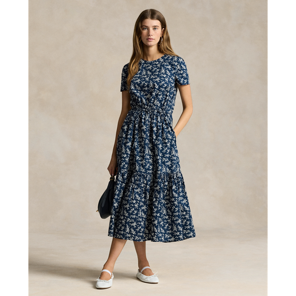 Floral Tiered Cotton Poplin Dress for Women Ralph Lauren UK