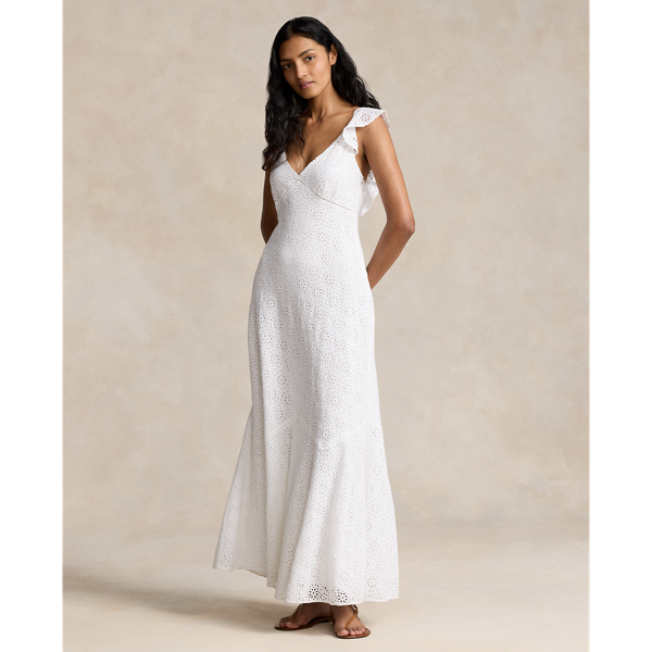 Embroidered Eyelet Linen Dress