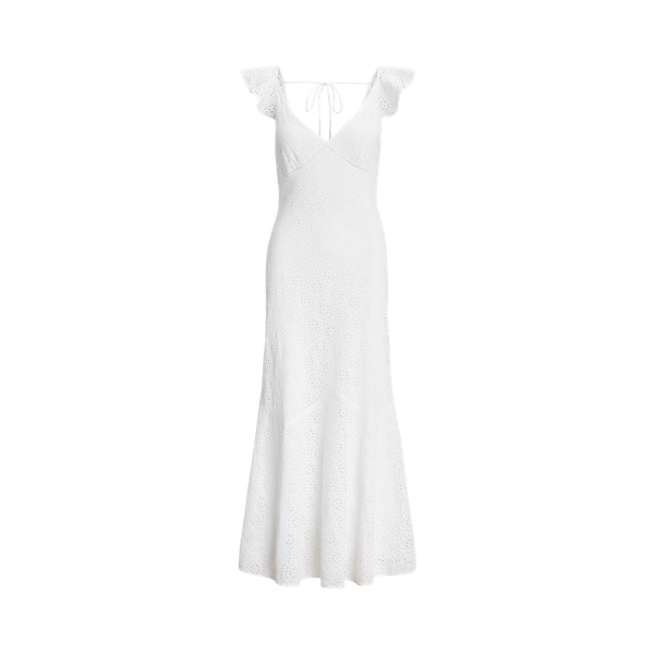 Embroidered Eyelet Linen Dress for Women Ralph Lauren UK