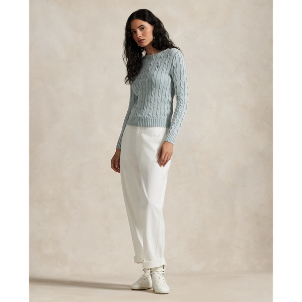 ★★POLO RALPH LAUREN★★ W Cable Knit Cotton Crewneck Sweat Cable-Knit Cotton Crewneck Sweater