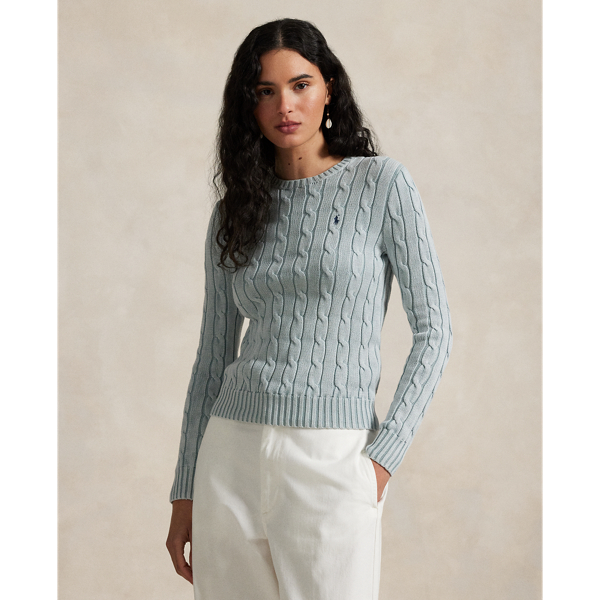 ★★POLO RALPH LAUREN★★ W Cable Knit Cotton Crewneck Sweat Cable-Knit Cotton Crewneck Sweater