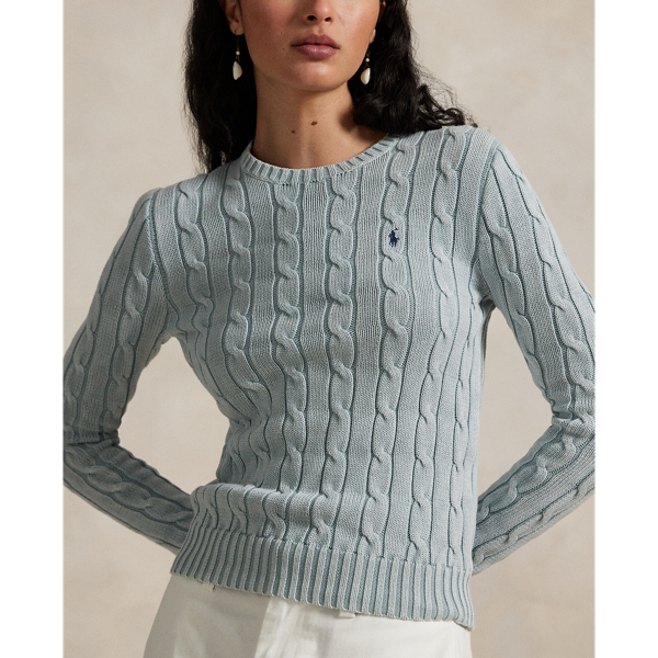 売れ筋商品|||ラルフローレン ニット&セーター アウター レディース Women's Cable-Knit Cotton Crewneck Sweater Light Chambray Cable-Knit Cotton Crewneck Cardigan | Ralph Lauren
