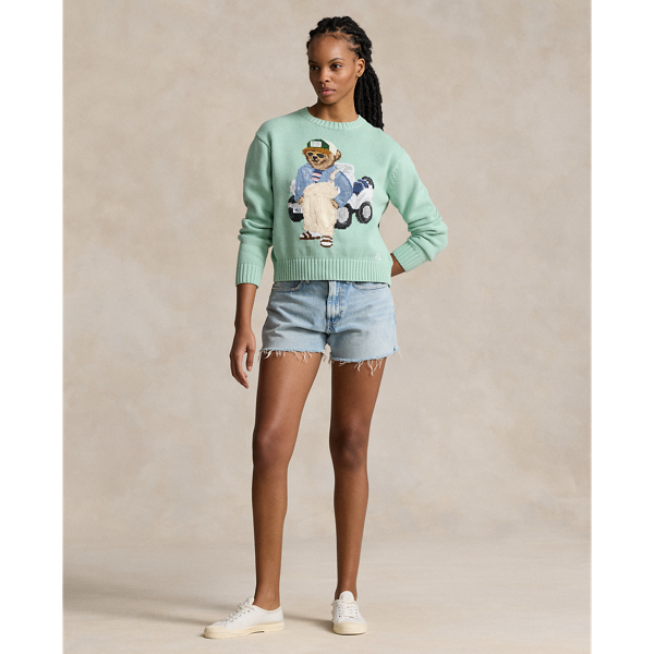 Baumwoll-Rundhalspullover mit Polo&nbsp;Bear Polo Ralph Lauren in Seladongr&uuml;n 4