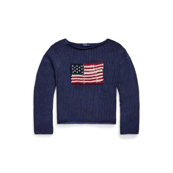 Lauren Ralph Lauren American Flag Blue Sweater newest Pullover RRL Monogram Womens XL