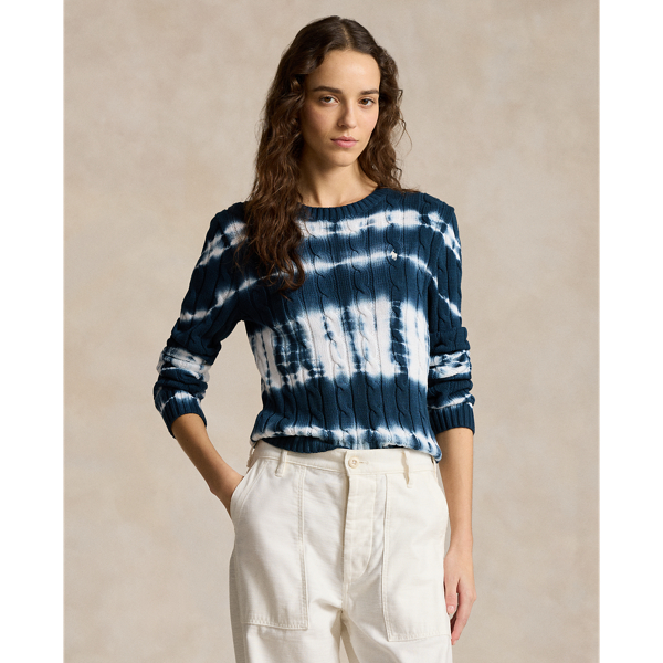 Tie Dye Cable Knit Cotton Jumper for Women Ralph Lauren UK