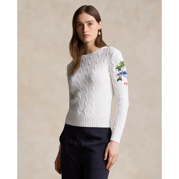 Camisola em algod&atilde;o tran&ccedil;ado e palmeira