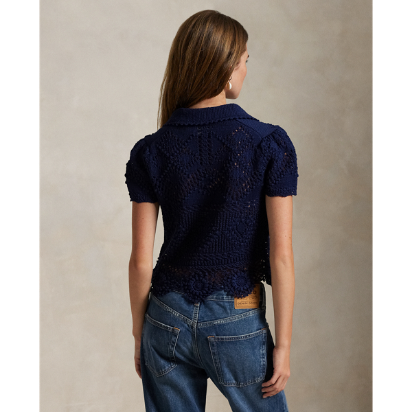 Pointelle Cotton Polo Shirt