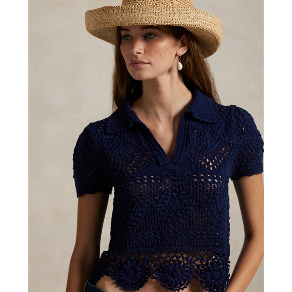 Pointelle Cotton Polo Shirt