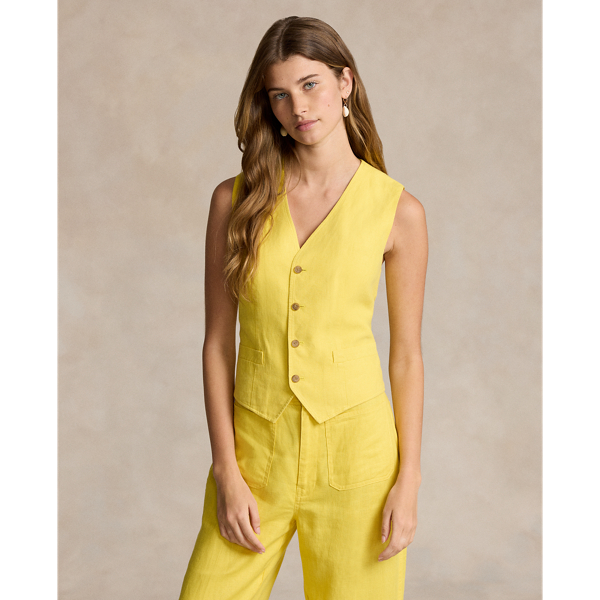 Sunfish Yellow Linen-Cotton Vest Polo Ralph Lauren 1