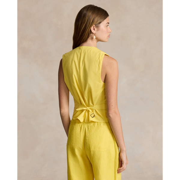 Sunfish Yellow Linen-Cotton Waistcoat Polo Ralph Lauren 5