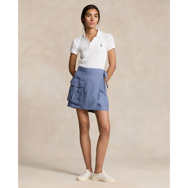 Capri Blue Cargo Linen Wrap Skirt Polo Ralph Lauren 1