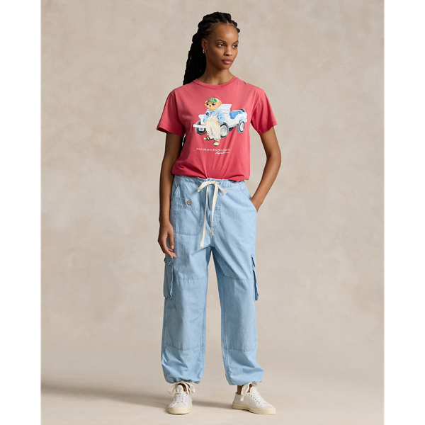 Baumwolljersey-T-Shirt mit Polo Bear Polo Ralph Lauren in Sonnenaufgangs-Rot 4