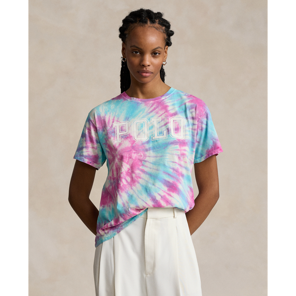 Pink/blue Tie Dye Logo Tie-Dye Cotton Jersey Tee Polo Ralph Lauren 1