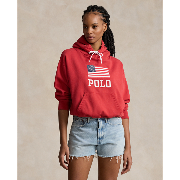 Logo Flag Oversize Fleece Hoodie for Women Ralph Lauren UK