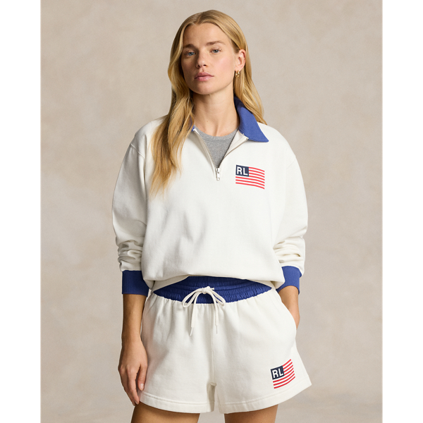 Logo Flag Fleece Half Zip Pullover for Women Ralph Lauren UK