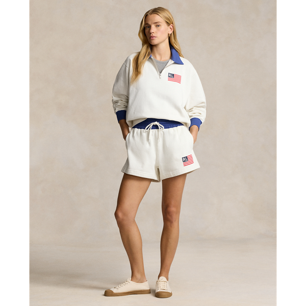 Logo Flag Fleece Drawstring Short for Women Ralph Lauren PA