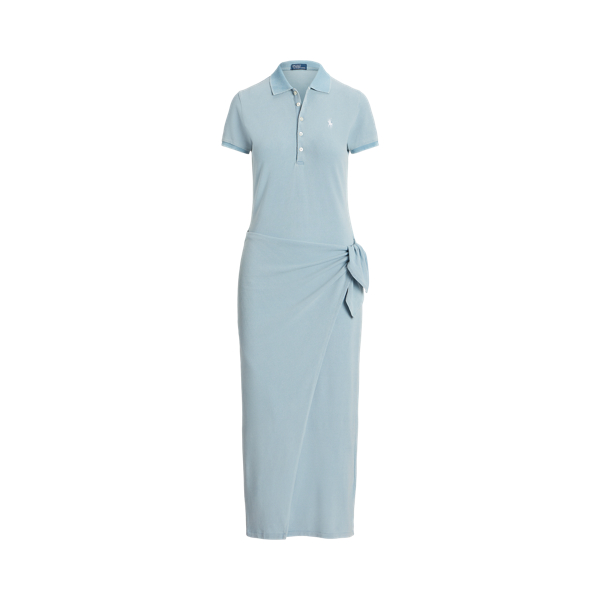 Piqu&eacute; Faux-Wrap Polo Shirtdress
