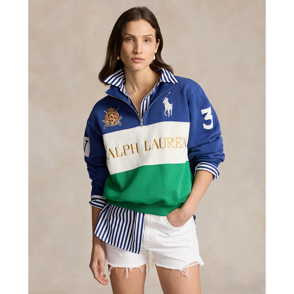 Panelled Logo Fleece Half Zip Pullover for Women Ralph Lauren PA