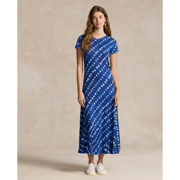 Blue Orbit Diamonds Graphic Print Linen Dress Polo Ralph Lauren 1