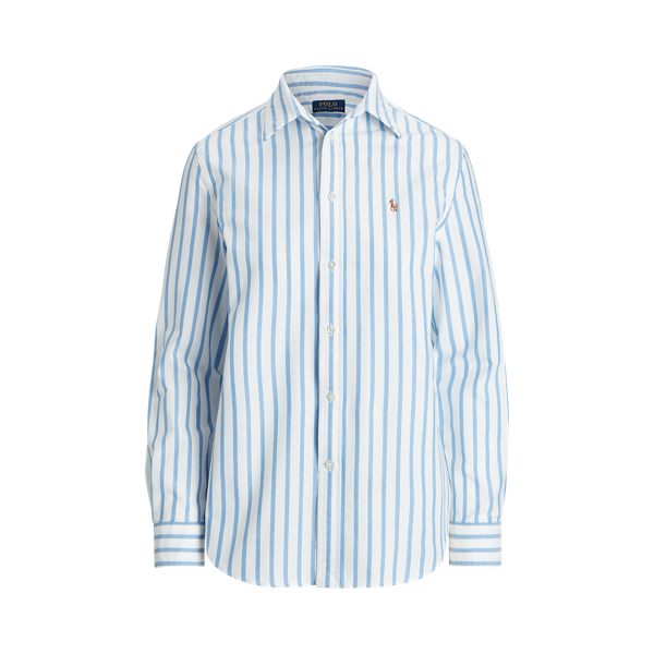 Camisa algod&atilde;o Oxford descontr. riscas Polo Ralph Lauren em 1
