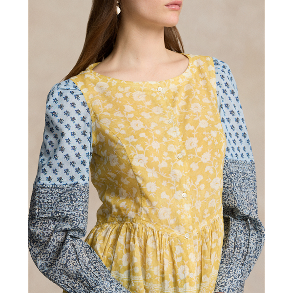 Mixed Print Cotton Peplum Top for Women Ralph Lauren OM