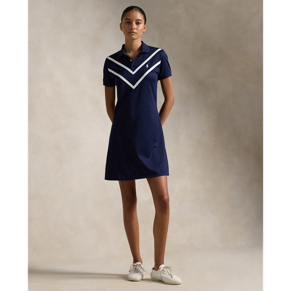 Refined Navy/White Wimbledon Chevron Performance Polo Dress Polo Ralph Lauren 1