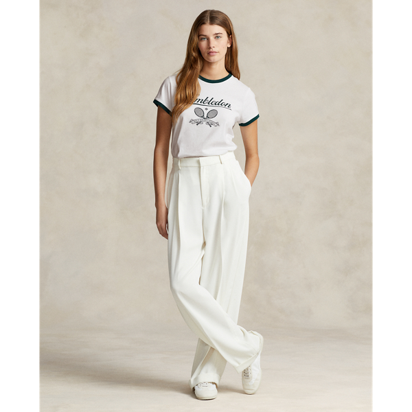 Ceramic White/Moss Agate Wimbledon Graphic Ringer Tee Polo Ralph Lauren 4